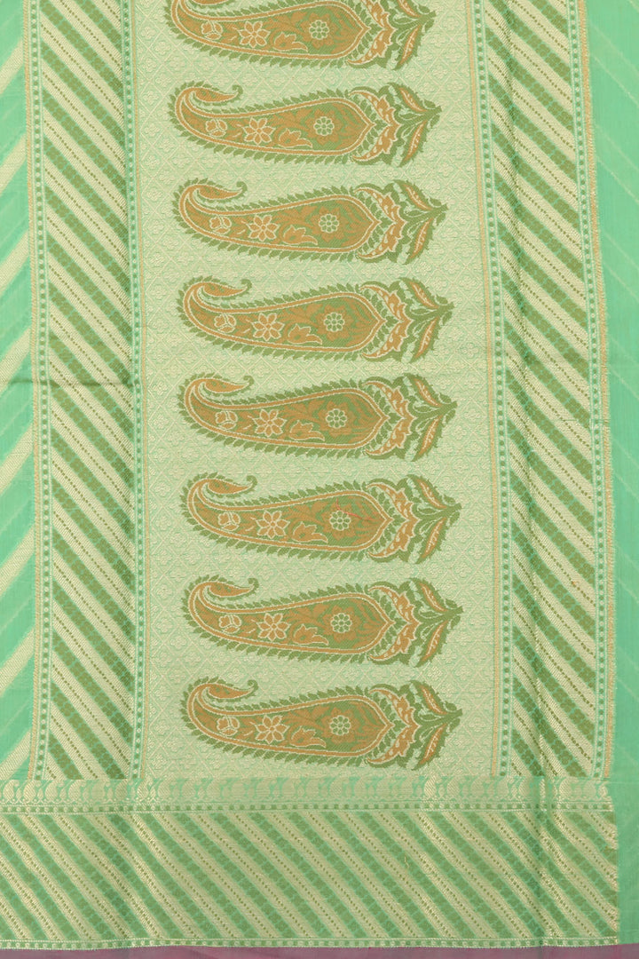 Parrot Green Handloom Banarasi Cotton Saree 10059731