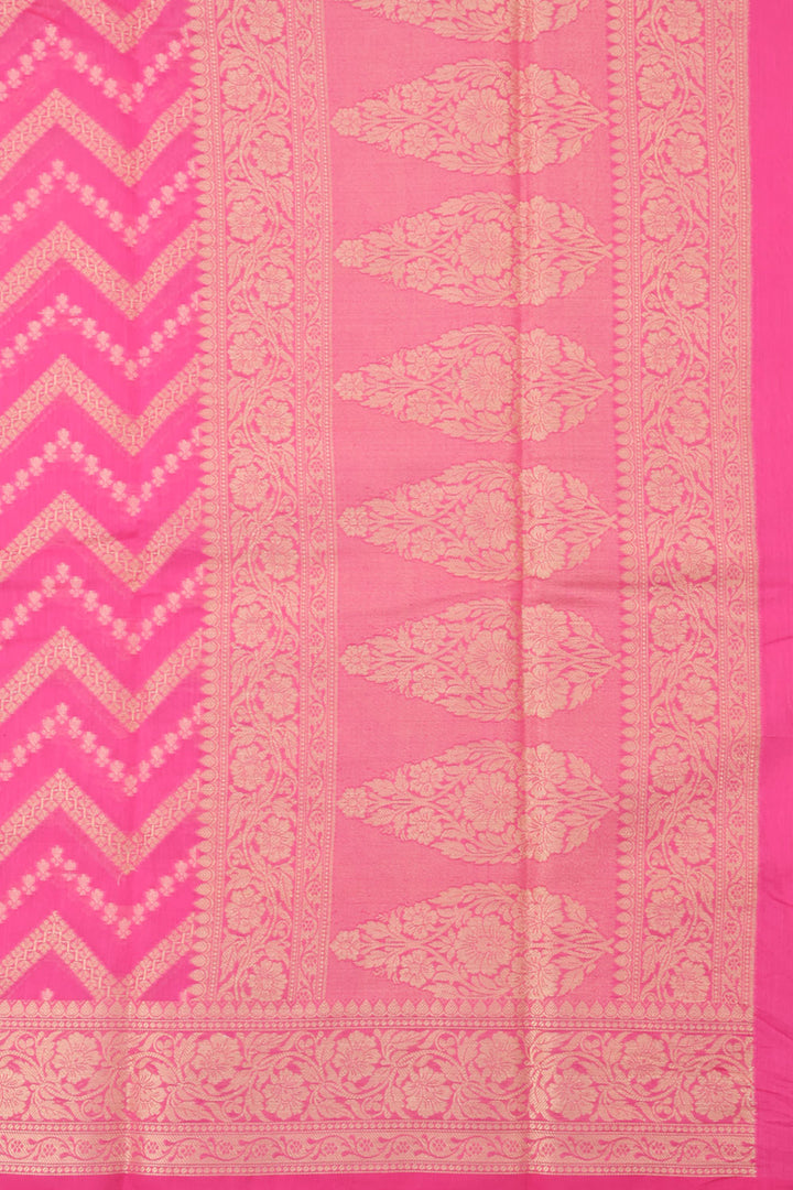 Dark Pink Handloom Banarasi Cotton Saree 10059732