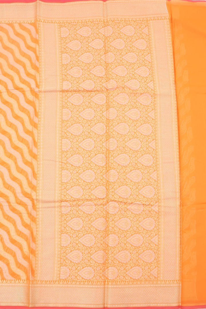 Light Orange Handloom Banarasi Cotton Saree 10059735