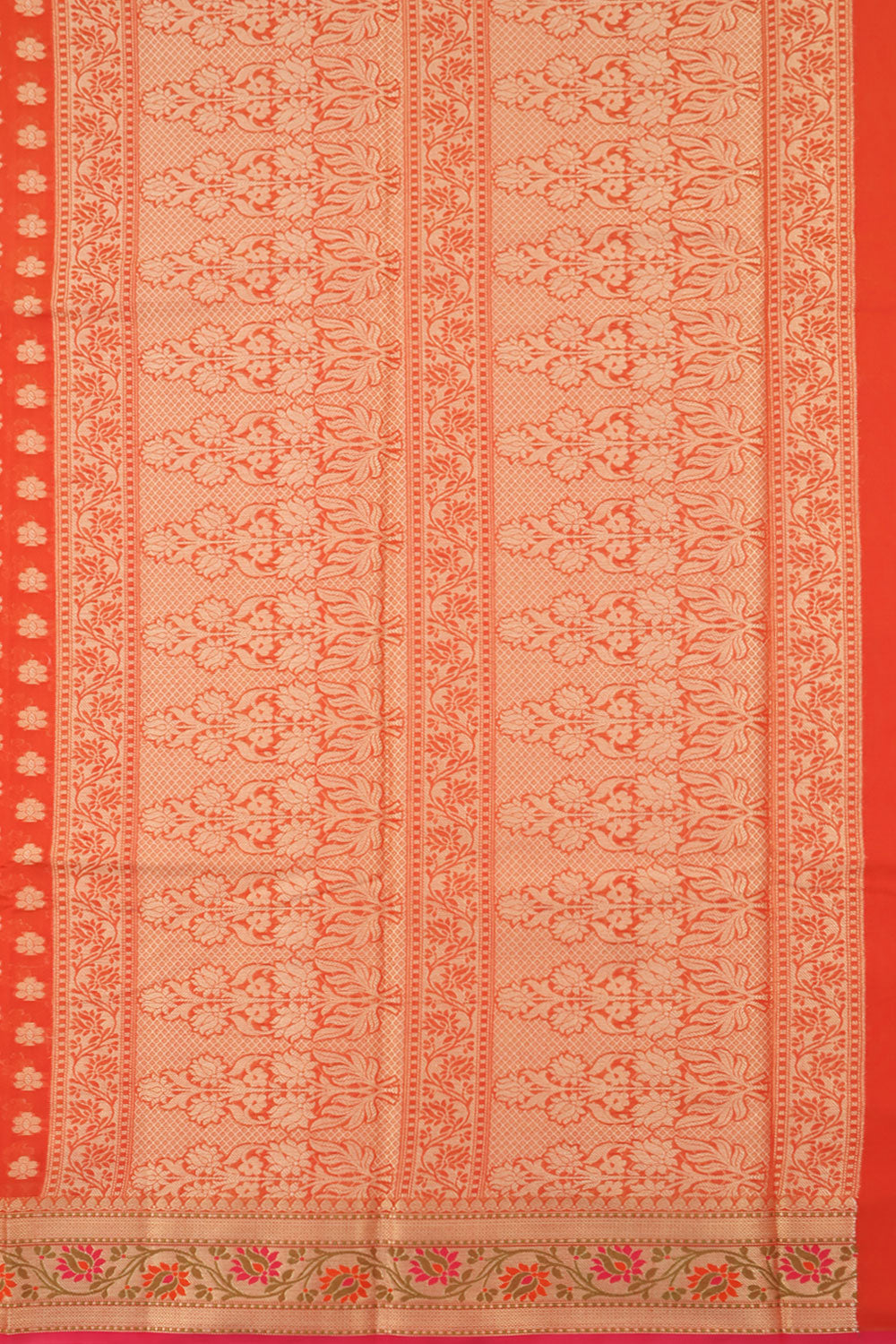 Candy Orange Handloom Banarasi Cotton Saree 10059737