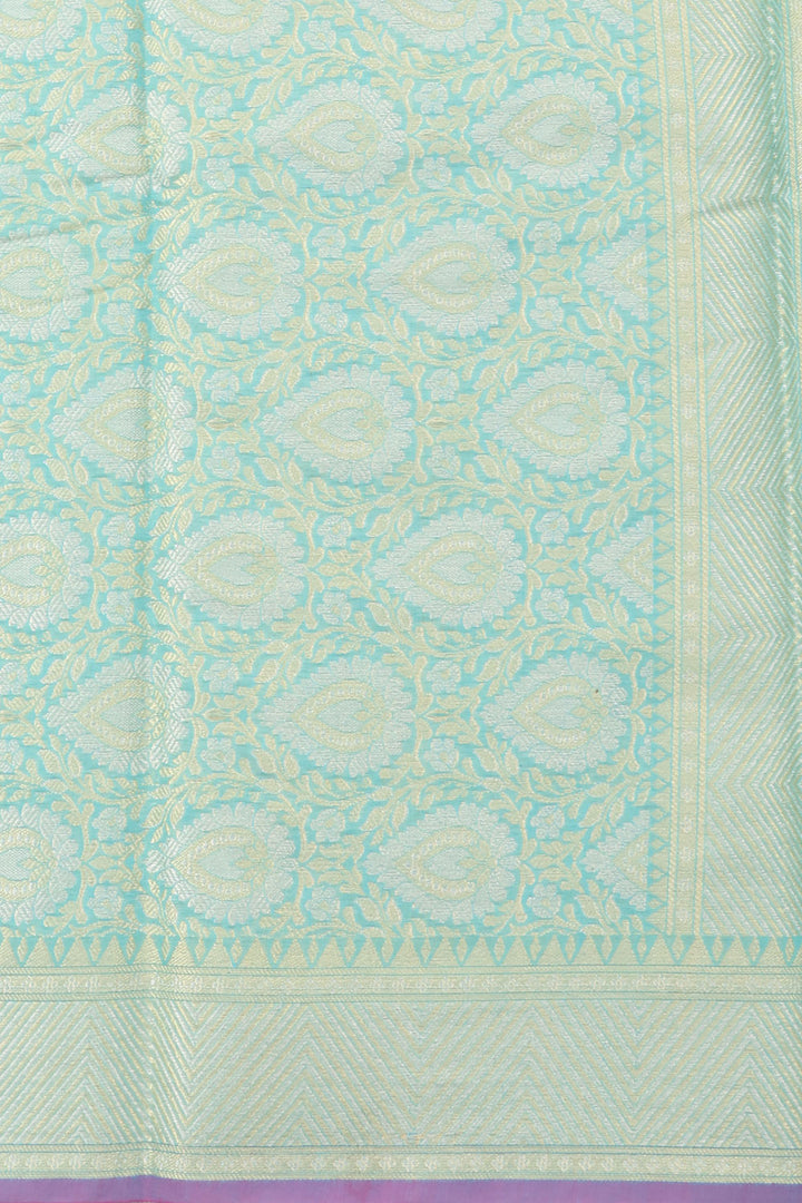 Aqua Green Handloom Banarasi Cotton Saree 10059740