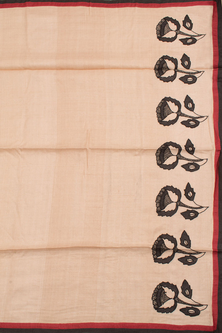 Hand Embroidered Half and Half Tussar Silk Saree 10058611