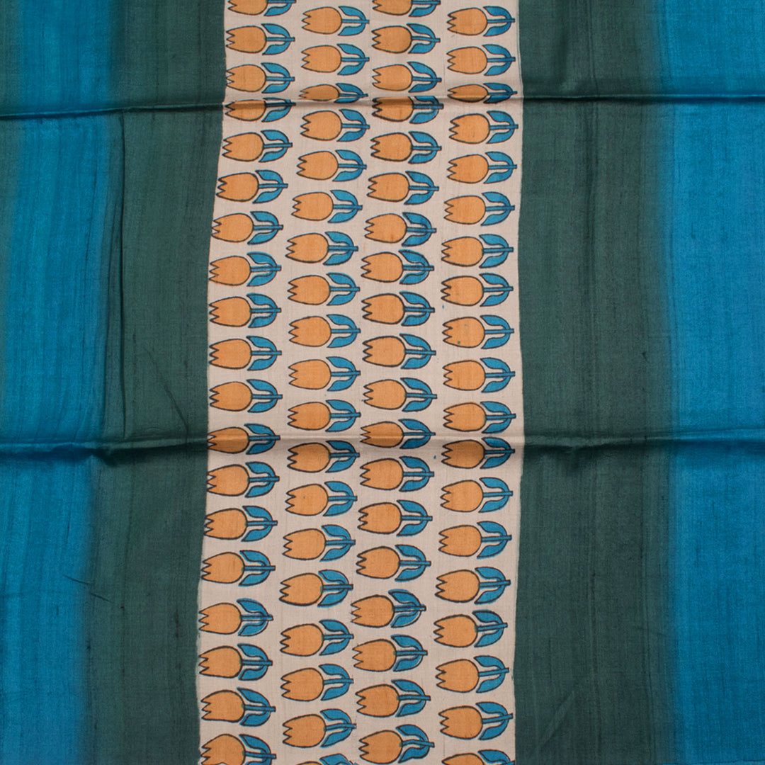 Hand Block Printed Tussar Silk Saree 10055475