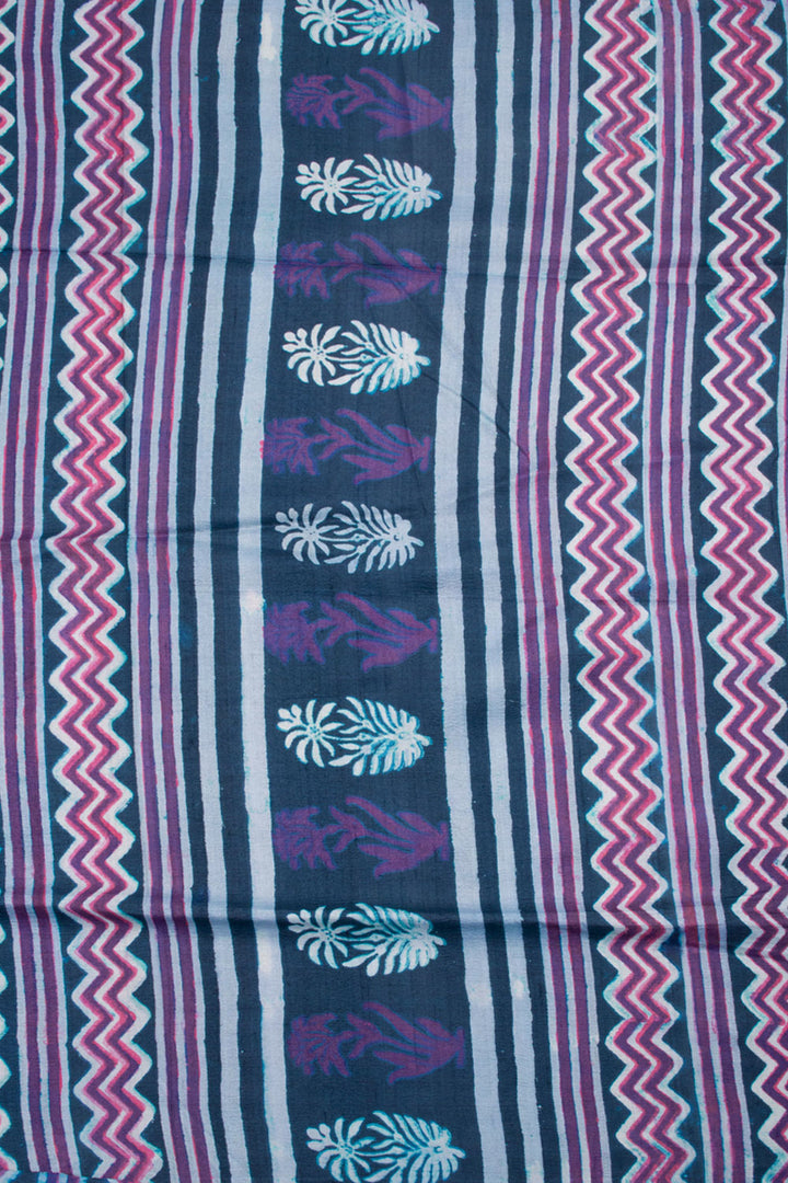 Multicolour Hand Block Printed Tussar Silk Saree 10061833