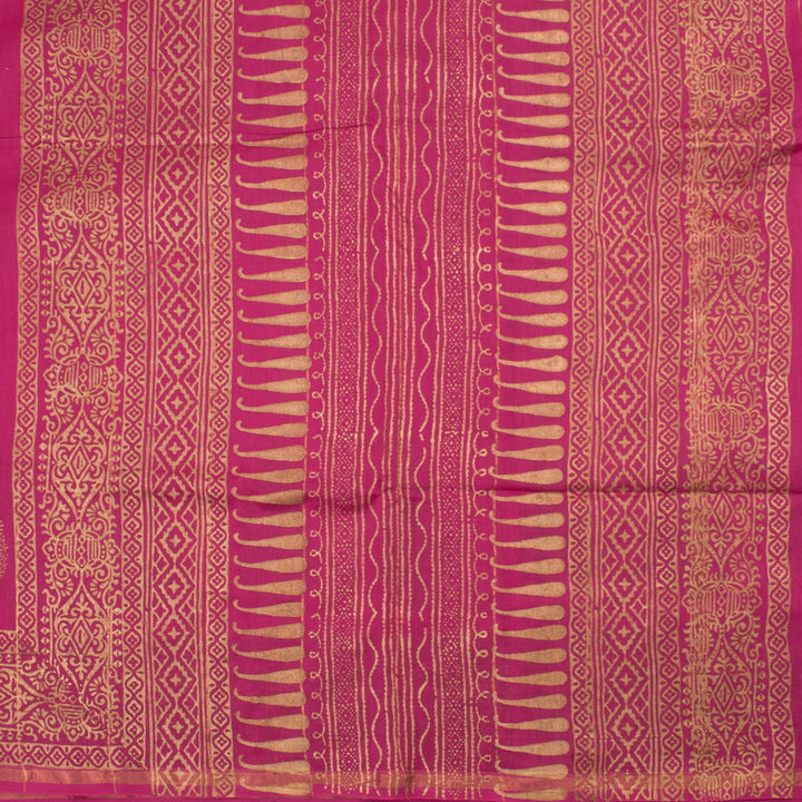 Hand Block Printed Chanderi Silk Cotton Saree 10054377