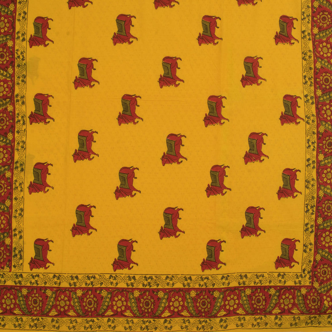 Hand Block Printed Mulmul Cotton Saree 10056972