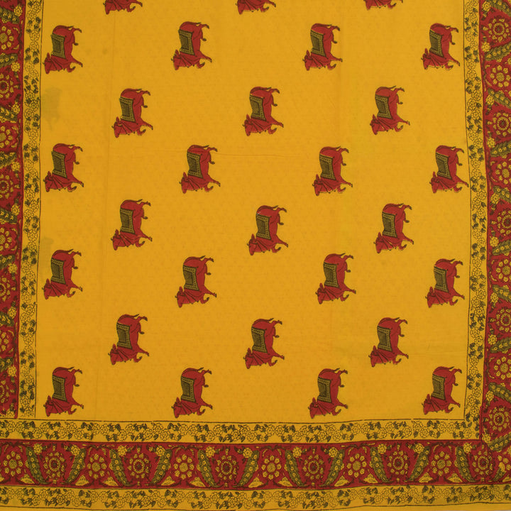 Hand Block Printed Mulmul Cotton Saree 10056972