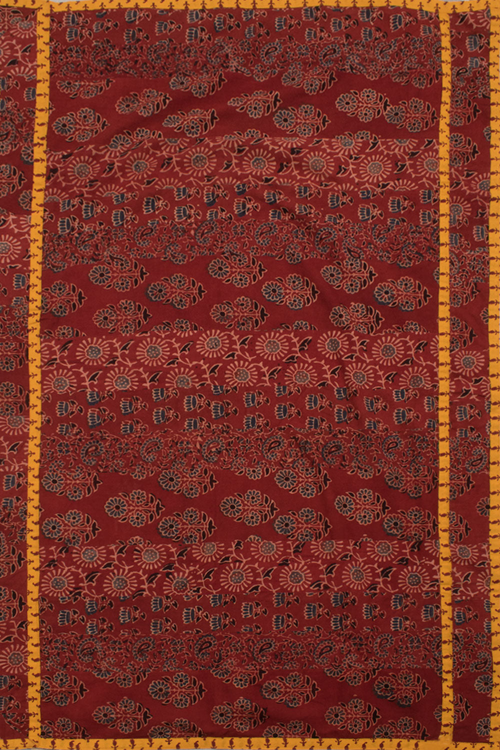 Ajrakh Printed Kota Doria Cotton Saree 10059082