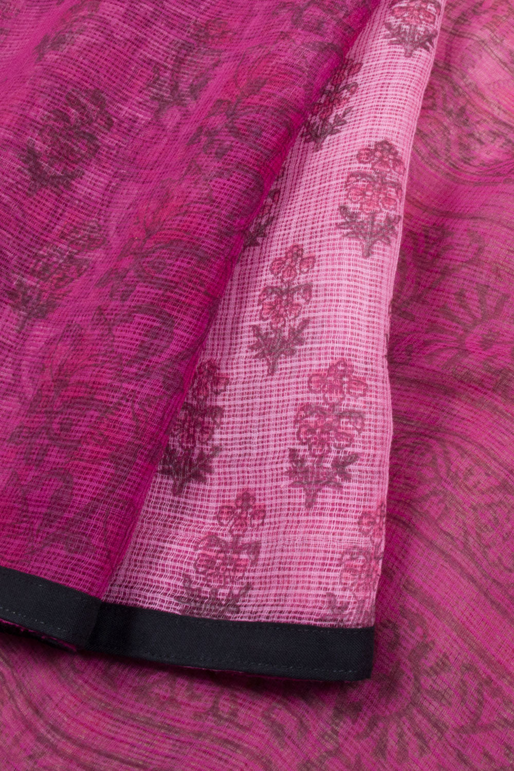 Pink Hand Block Printed Kota Cotton Saree 10059916