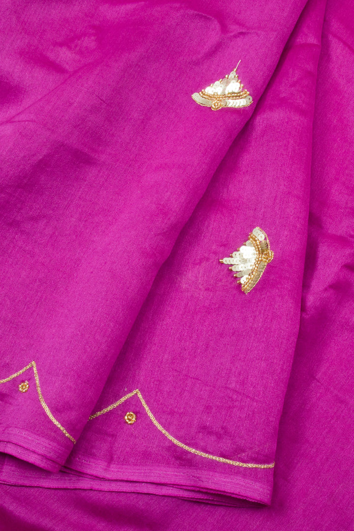 Sequin Hand Embroidered Chanderi Silk Cotton Saree 10062251