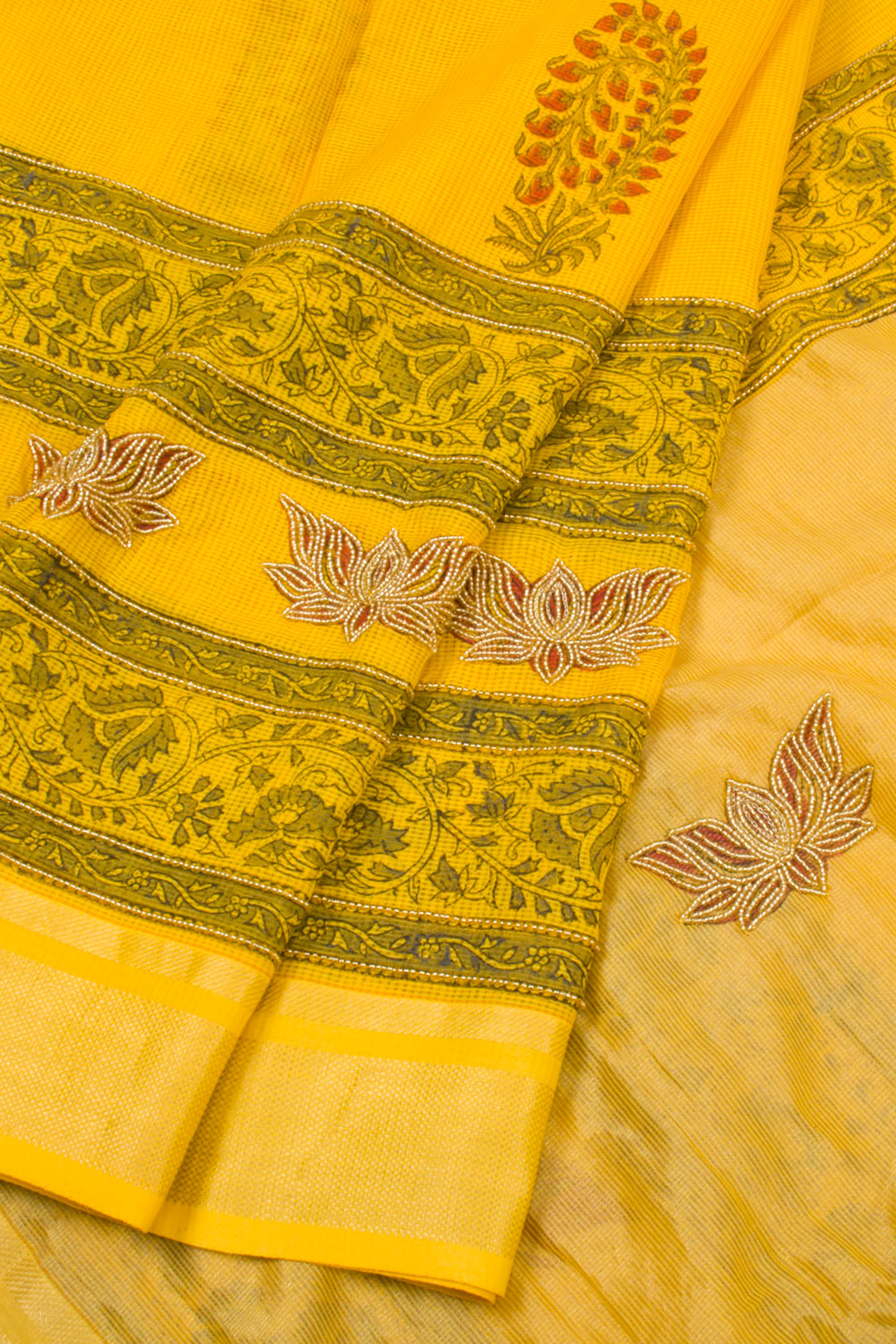 Hand Embroidered Maheshwari Silk Cotton Saree 10062253