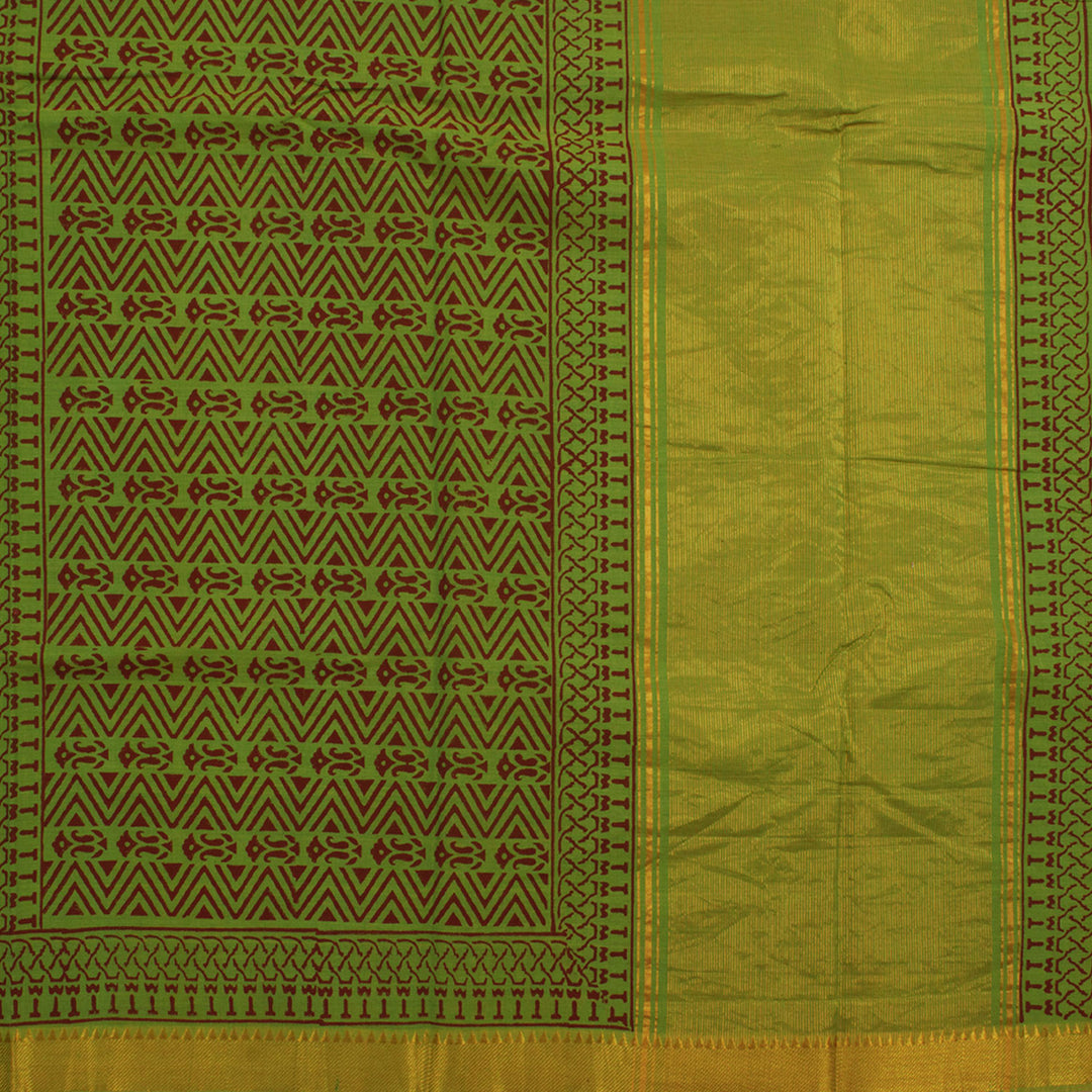 Hand Block Printed Mangalgiri Cotton Saree 10056319
