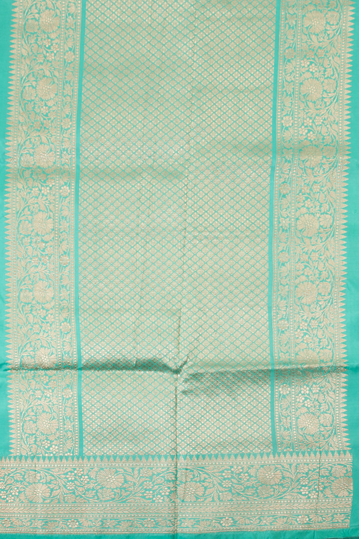 Jade Green Handloom Banarasi Kadhwa Katan Silk Saree 10059845