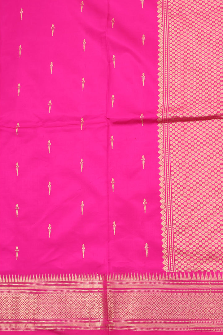 Bright Pink Handloom Banarasi Dupion Silk Saree 10059854