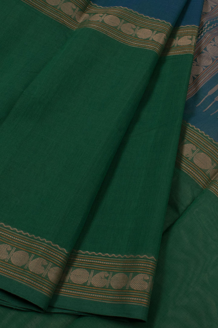 Green Handloom Muppagam Kanchi Cotton Saree 10059540
