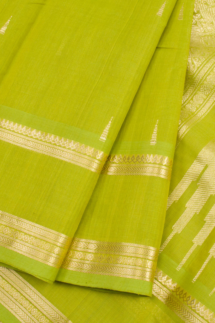 Spring Green Handwoven Kanchi Cotton Saree 10060855