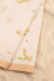 White Printed Chanderi Silk Cotton Saree 10059697