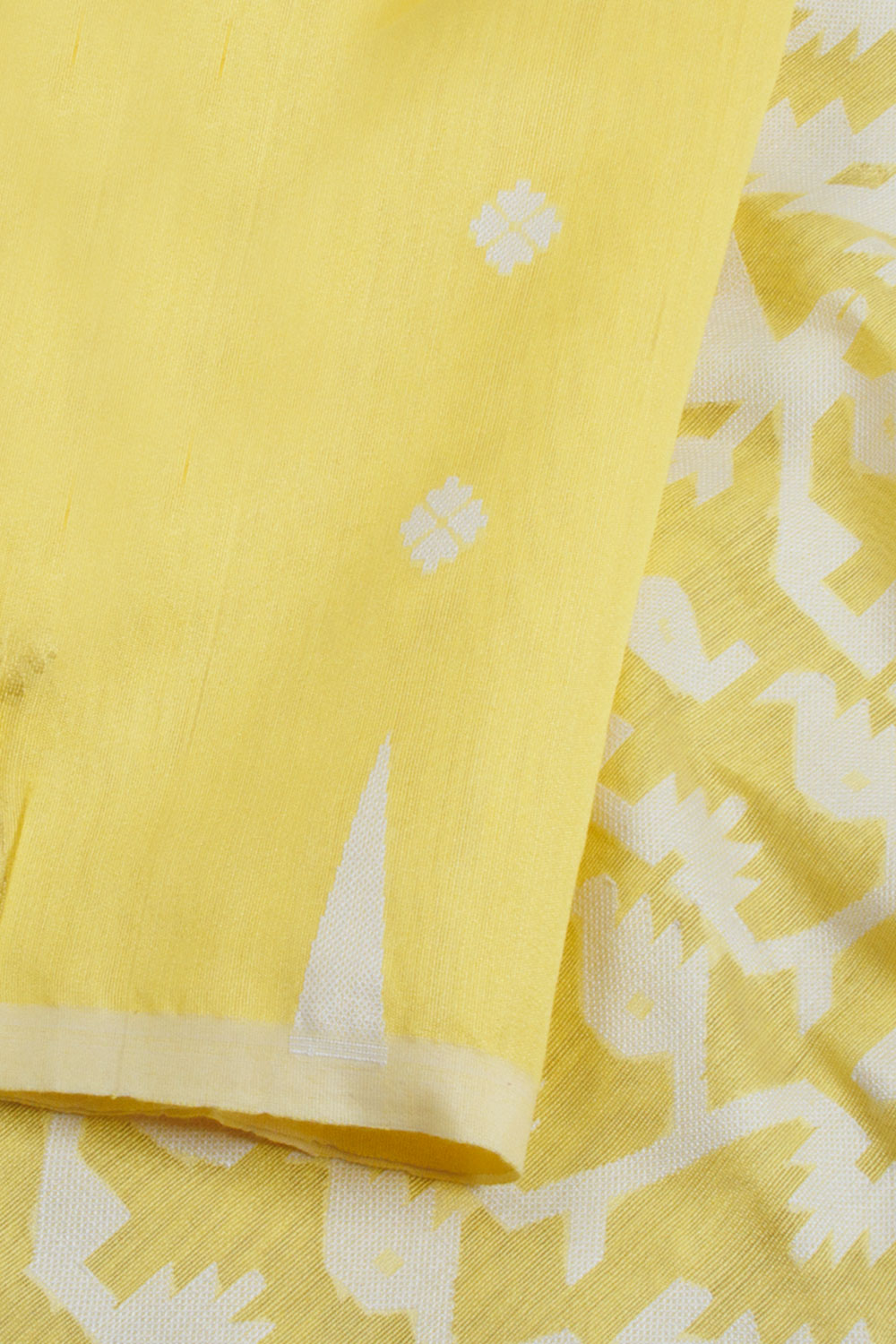 Maize Yellow Handloom Jamdani Style Cotton Saree 10061446