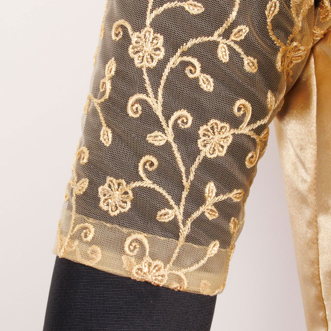 Embroidered Sequin Work Net Satin Silk Blouse 10060379