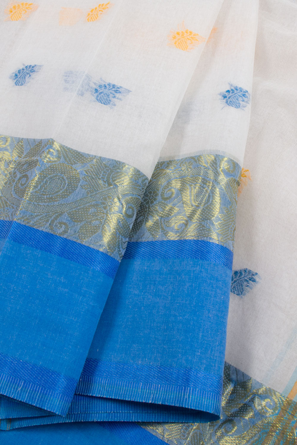 White Handloom Bengal Tant Cotton Saree 10058877