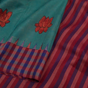 Hand Painted Pen Kalamkari Korvai Kanjivaram Silk Saree 10055866