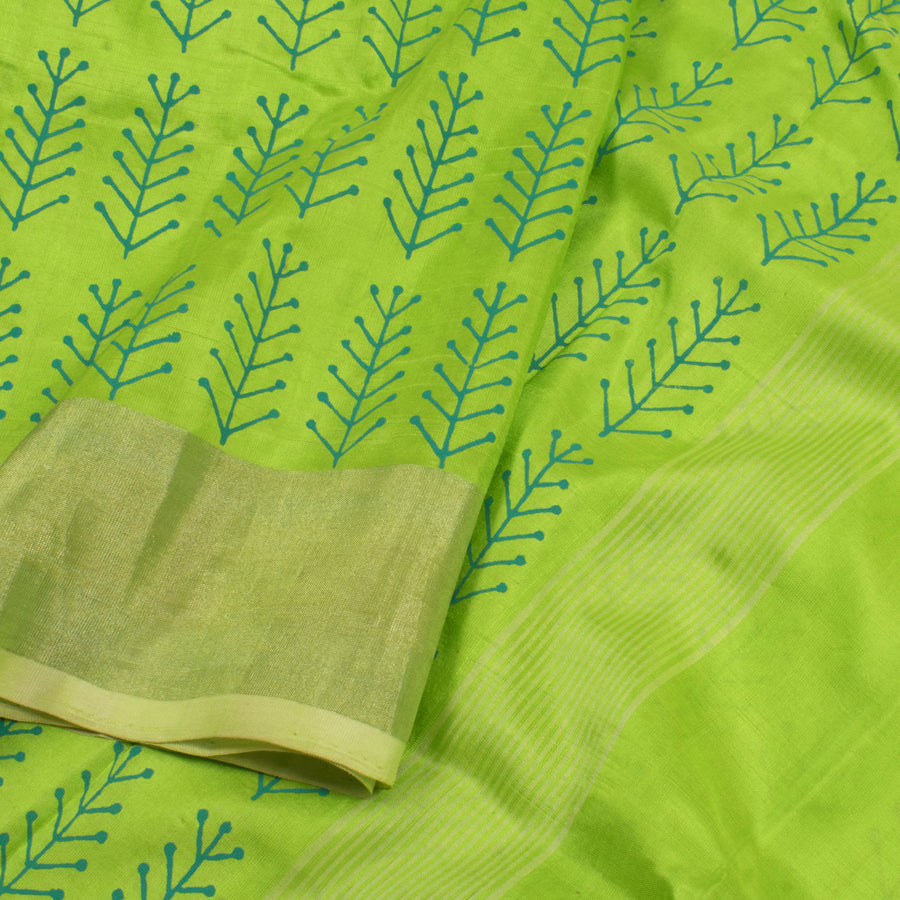 Hand Block Printed Uppada Silk Saree with Detached Tissue Blouse 
