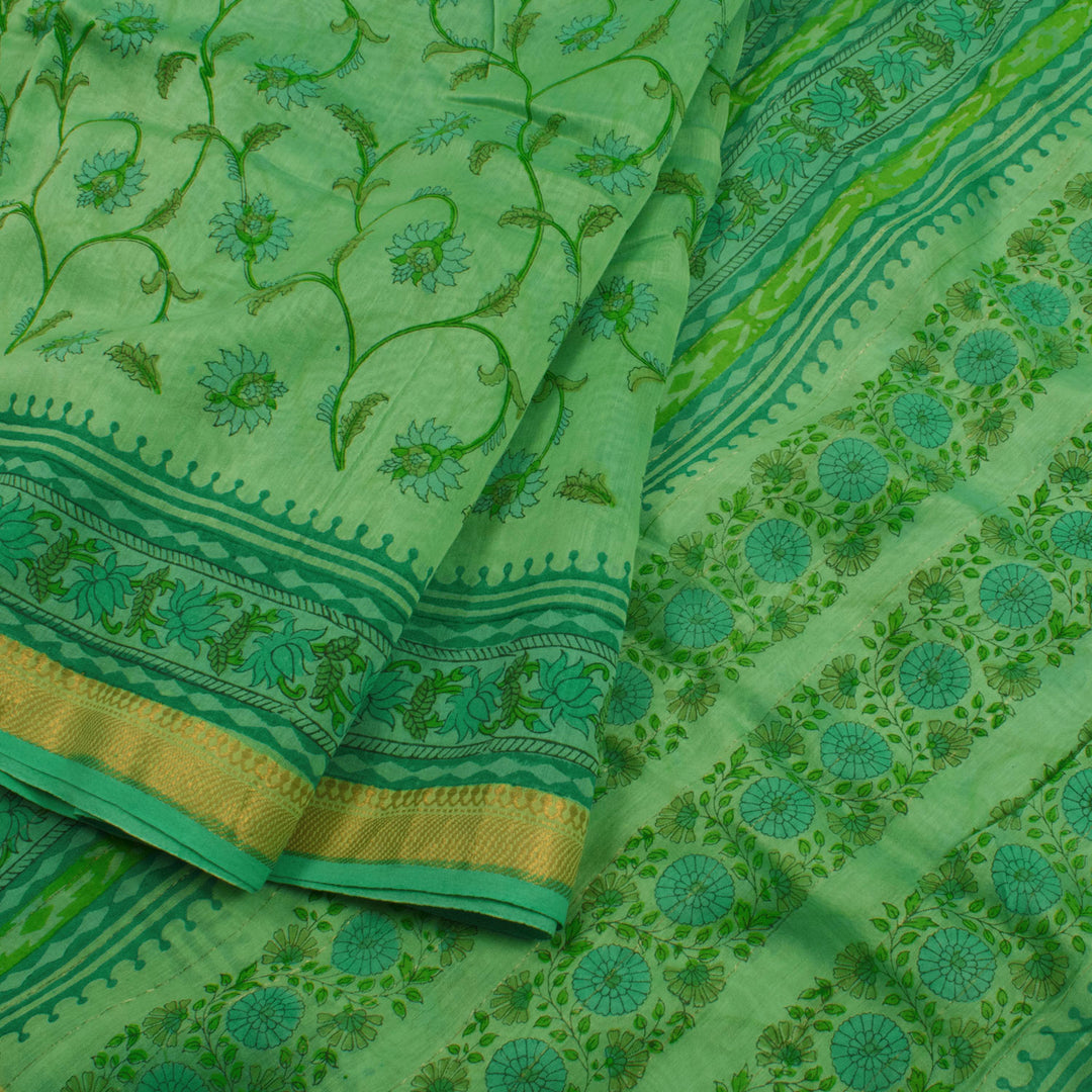 Hand Block Printed Maheshwari Silk Cotton Saree 10056917
