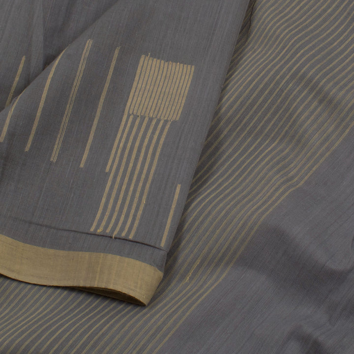 Handloom Cotton Saree with Stripes Design Border 10057090