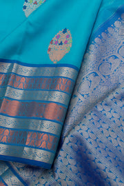 Ananda Blue Handloom Pure Zari Kanjivaram Silk Saree 10057681