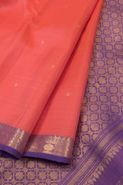 Peach Handloom Pure Zari Kanjivaram Silk Saree 10058358