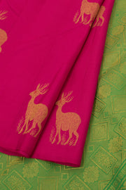 Magenta Pure Zari Borderless Kanjivaram Silk Saree 10059193