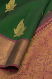 Dark Green Pure Zari Kanjivaram Silk Saree 10059200