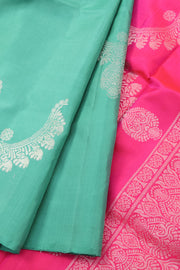 Jade Green Borderless Kanjivaram Soft Silk Saree 10059797