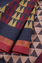 Navy Blue Handwoven Kovai Cotton Saree 10059927