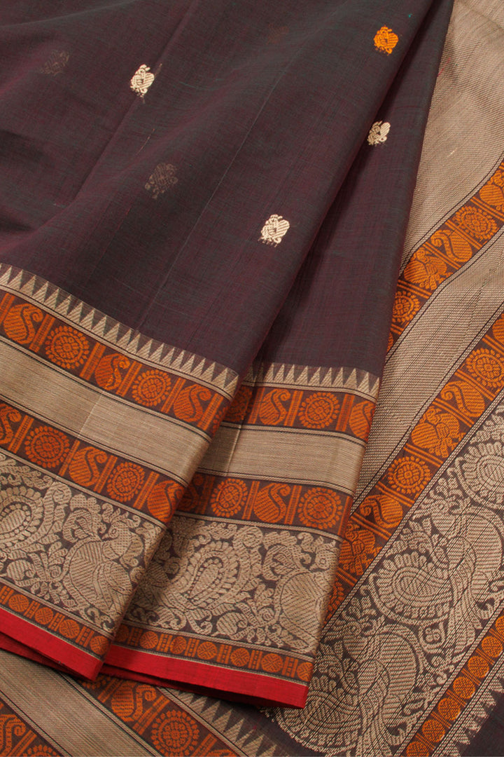Brownish Green Handloom Kanchi Cotton Saree 10059968