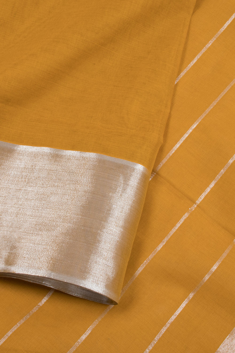 Amber Yellow Handwoven Solapur Cotton Saree 10060202