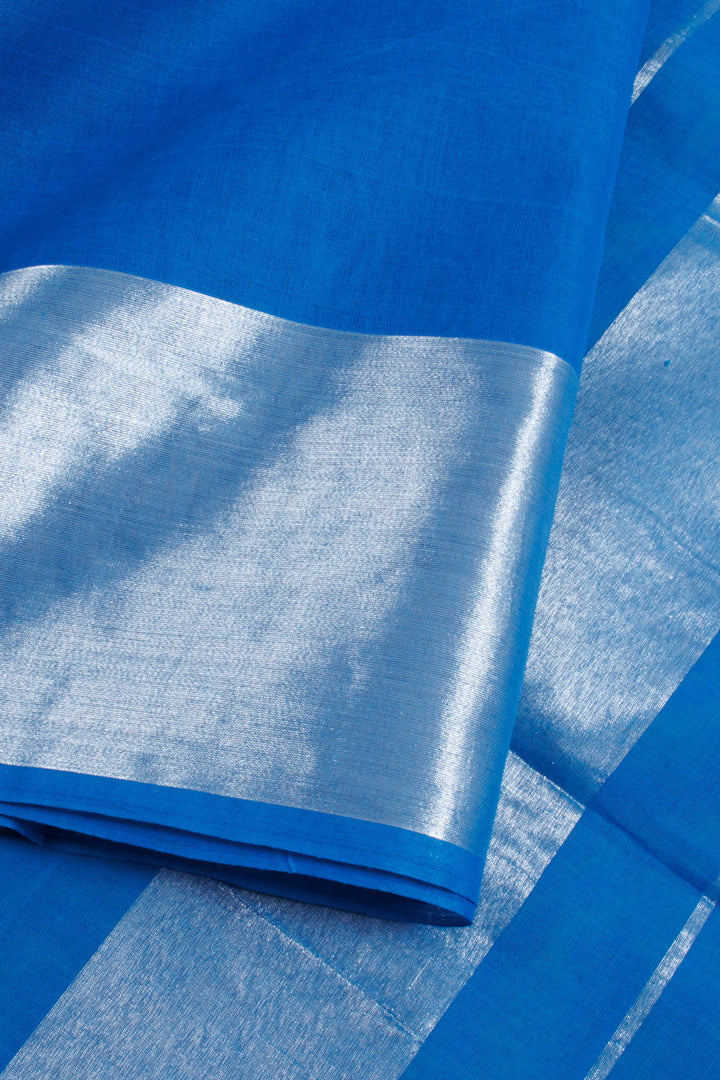 Denim Blue Handwoven Solapur Cotton Saree 10060214