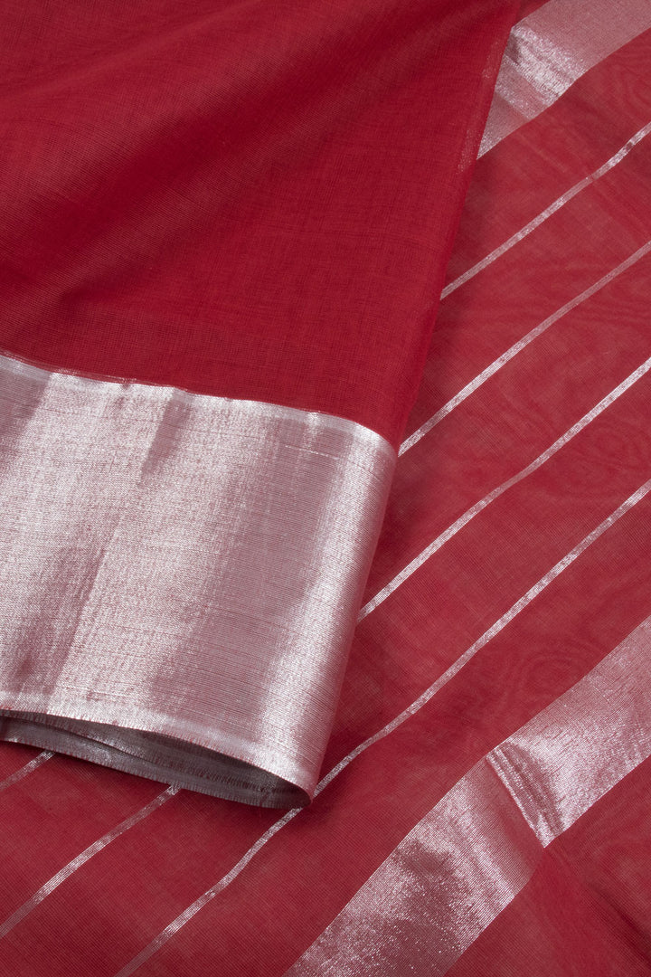 Maroon Handwoven Solapur Cotton Saree 10060215