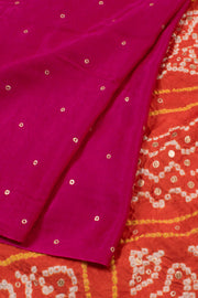 Orchid Purple Handcrafted Bandhani Gajji Silk Saree 10058345