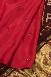 Red Handcrafted Bandhani Gajji Silk Saree 10059593