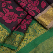Pen Kalamkari Pure Zari Korvai Kanjivaram Silk Saree 10055625