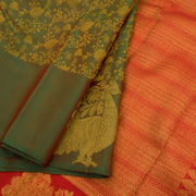 Crocodile Green Pure Zari Nakashi Kanjivaram Silk Saree 10057032