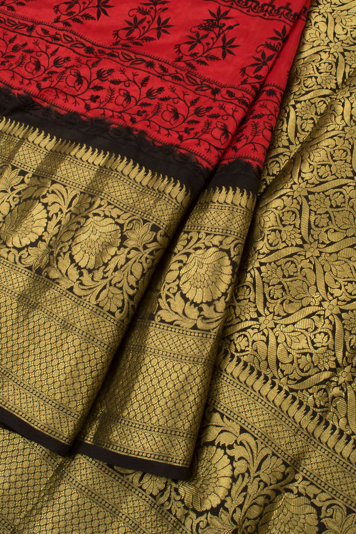 Embroidered Kanjivaram Pure Silk Saree 10058223
