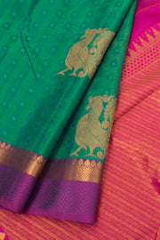 Forest Green Pure Zari Jacquard Kanjivaram Silk Saree 10059189