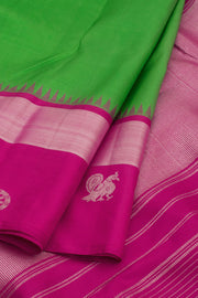 Parrot Green Pure Zari Korvai Kanjivaram Silk Saree 10059190