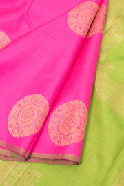 Hot Pink Pure Zari Borderless Kanjivaram Silk Saree 10059194