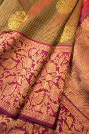 Maandhulir Pachai Green Pure Zari Korvai Kanjivaram Silk Saree 10060019