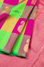 Multi colour Pure Zari Borderless Kanjivaram Silk Saree 10060057