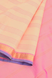 Pastel Cream Handloom Pure Zari Kanjivaram Silk Saree 10060061