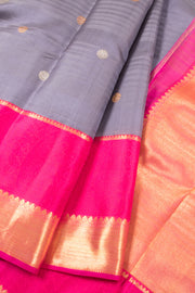 Cool Grey Handloom Pure Zari Korvai Kanjivaram Silk Saree 10060077